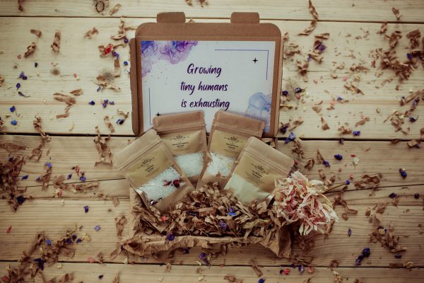 New mum pamper gift set, baby shower vegan and organic artisan bath set
