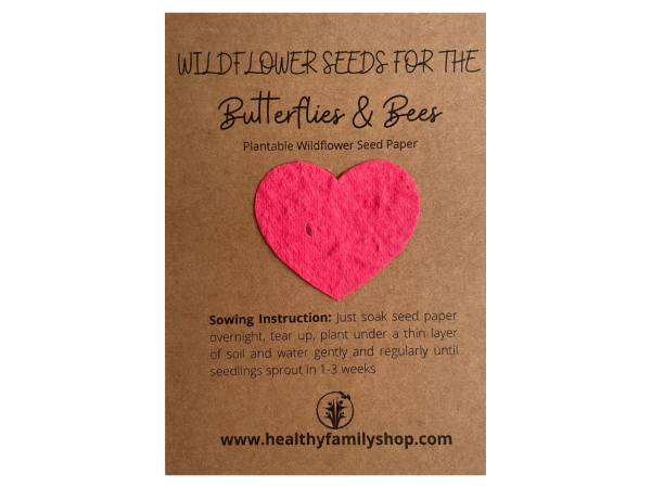 Plantable Wildflower seed paper. Heart Shape. Plastic Free Party Bag Fillers. Eco- Friendly Party Favour.