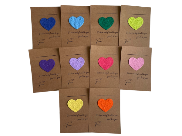 Pupil gifts. Gift for student. School Leavers. End of year class gifts. Heart Seed Paper Shapes - Image 2