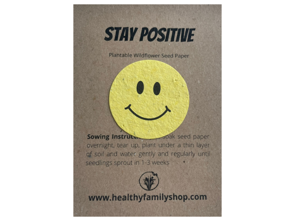 Plantable Wildflower seed paper. Stay Positive. Plastic Free Party Bag Fillers. Eco- Friendly Party Favour.